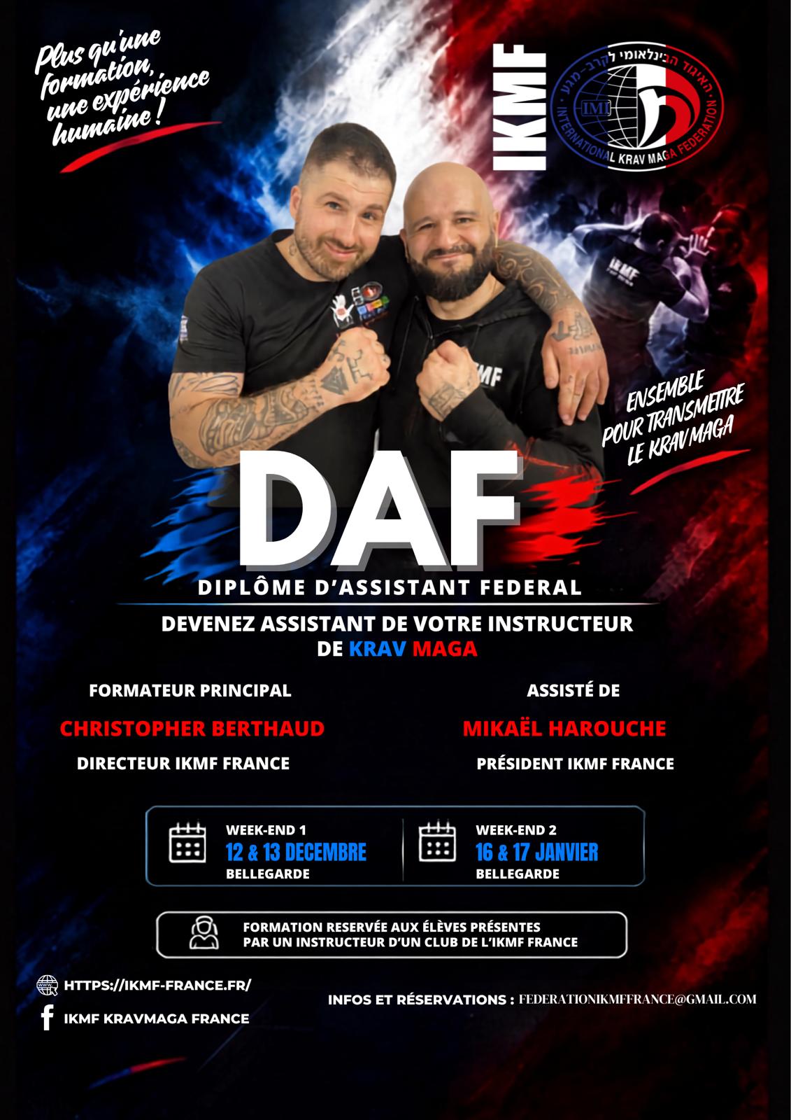 Affiche de la formation DAF, décembre 2026 et janvier 2027